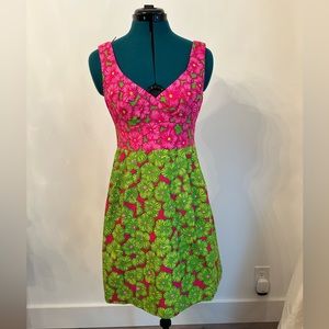 Floral pink and green summer dress